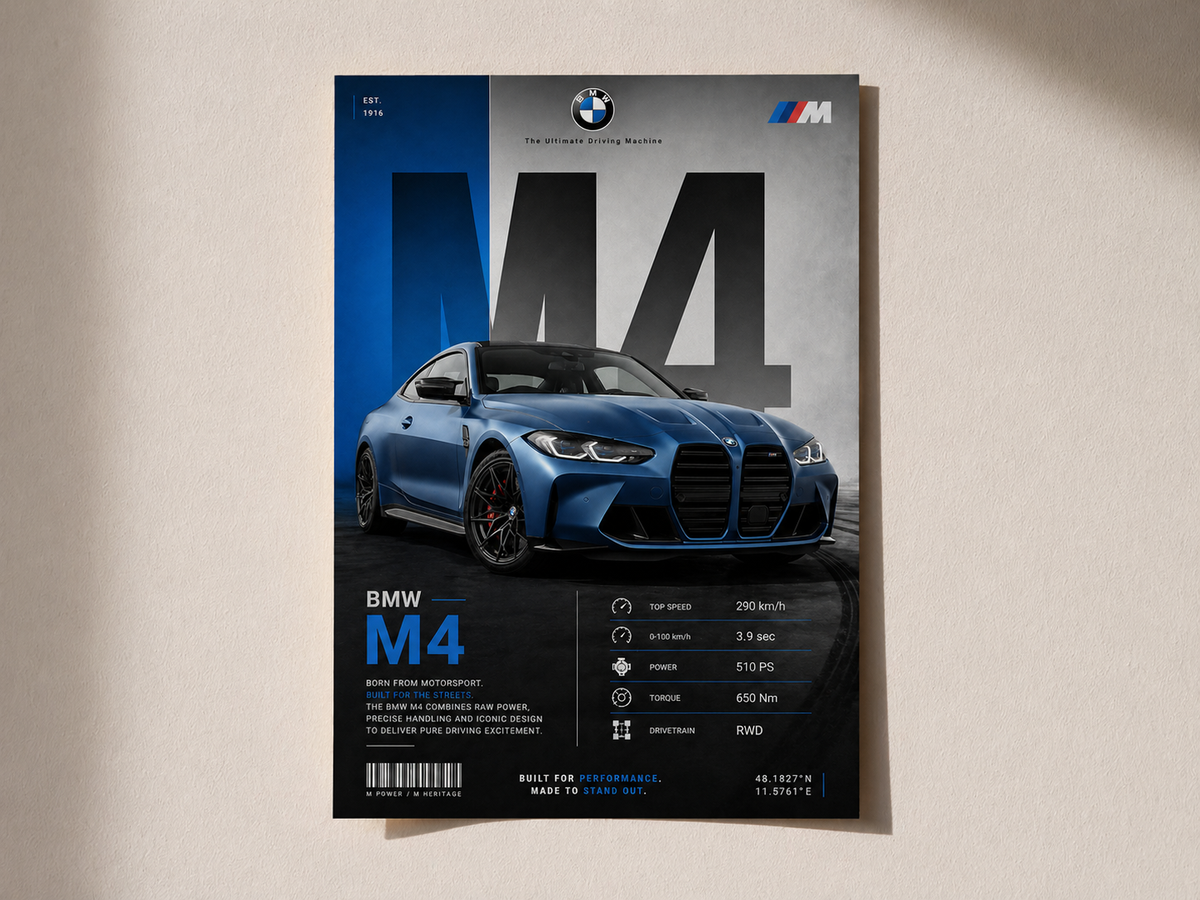 BMW M4 Poster – Premium Motorsport Wall Art