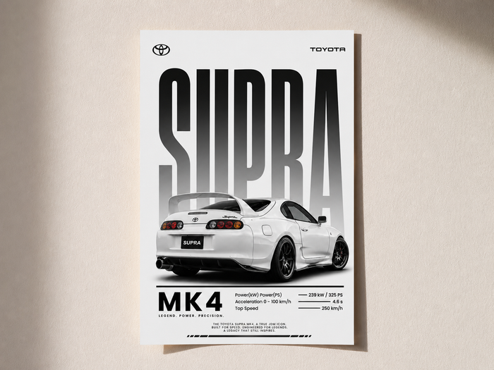 Toyota Supra MK4 Poster | Premium JDM Car Wall Art