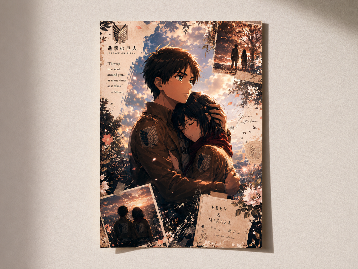 Eren & Mikasa Poster – Premium Attack on Titan Wall Art