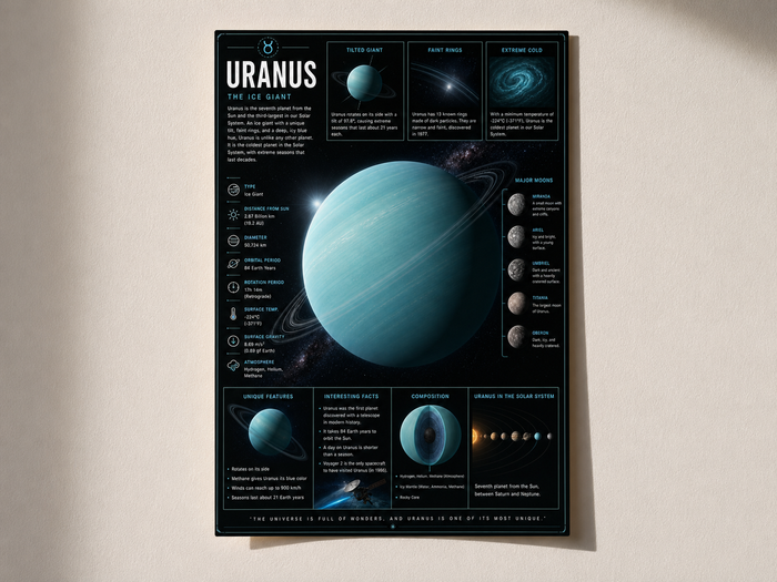 Uranus Planet Poster – Premium A4 Space Wall Art