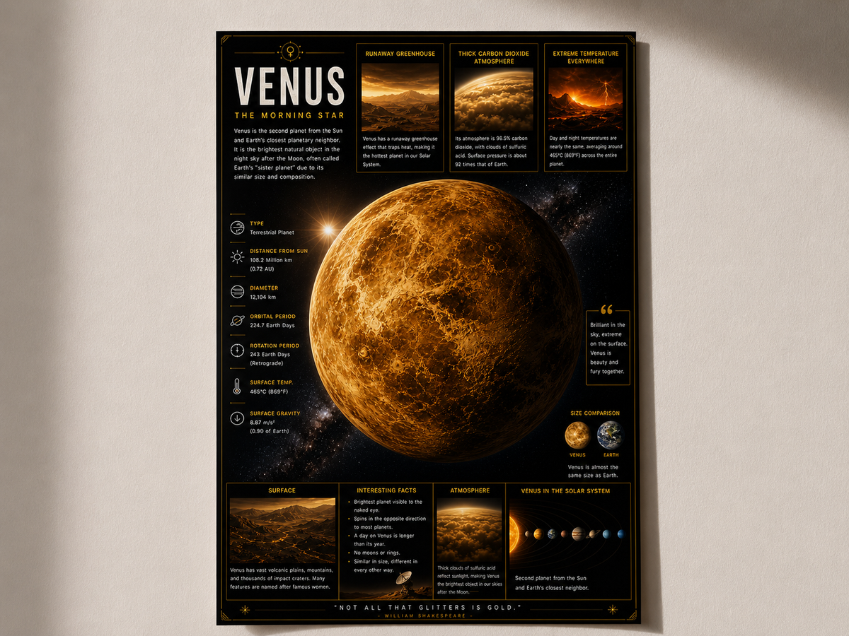 Venus Planet Poster – Premium A4 Space Wall Art