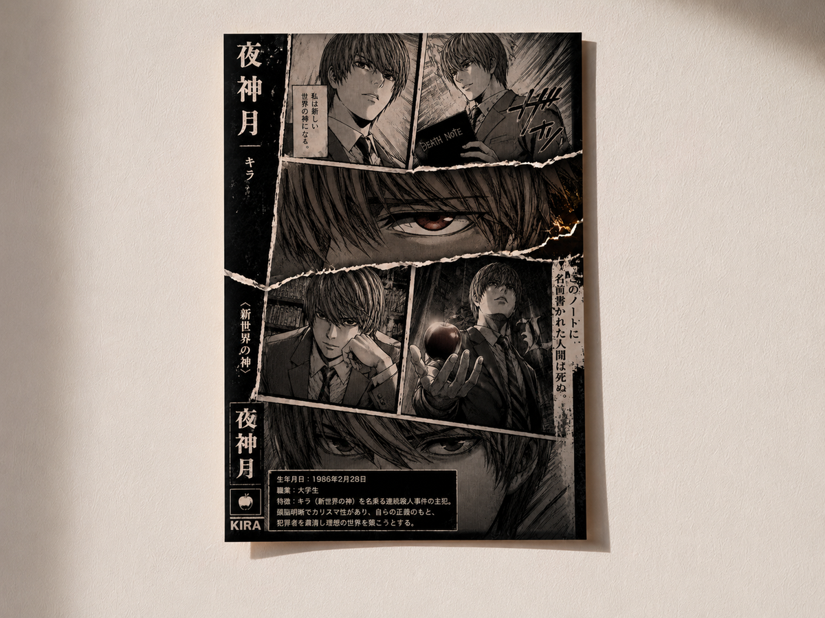 Light Yagami Poster – Premium Death Note Anime Wall Art