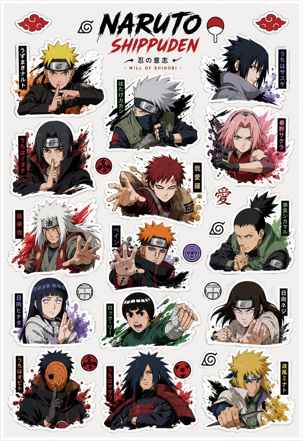 Naruto Shippuden Sticker Sheet – Premium Anime Vinyl Stickers