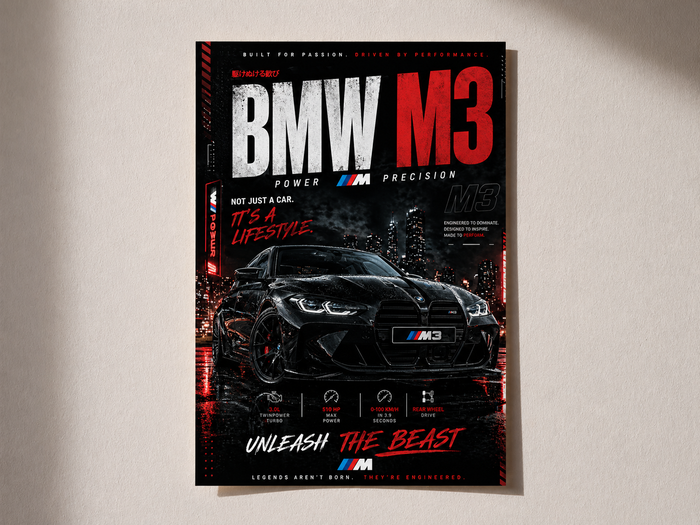 BMW M3 Power x Precision Premium Poster