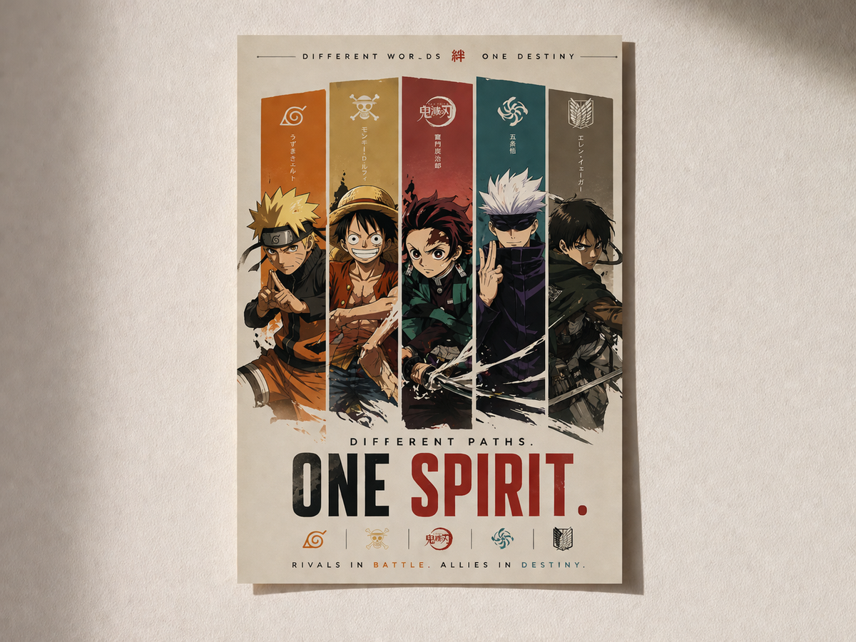One Spirit Premium Multi Anime Poster