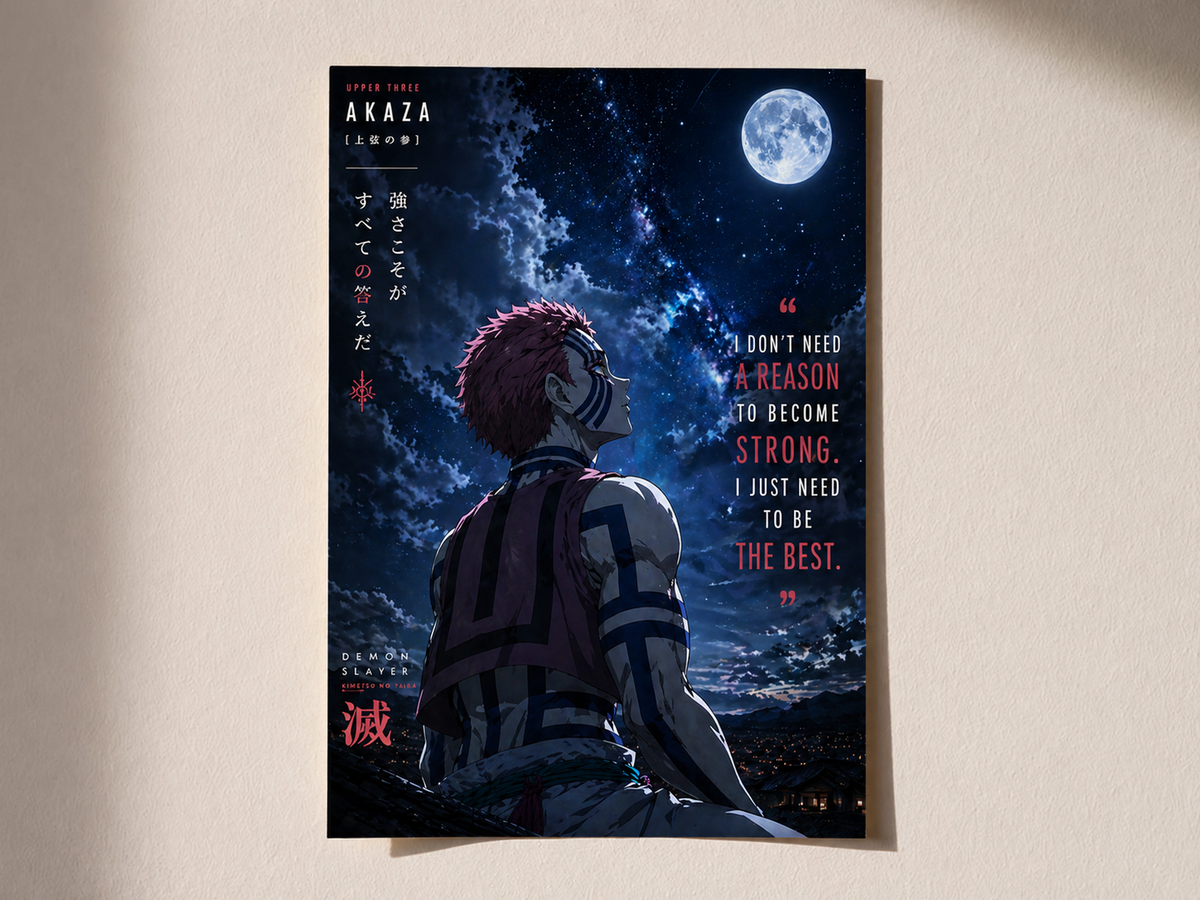 Akaza Moonlight Resolve Premium Anime Poster