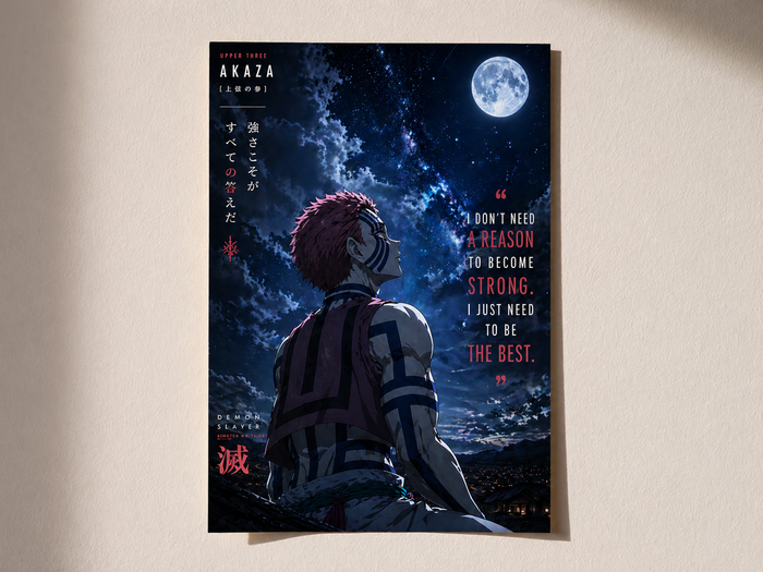 Akaza Moonlight Resolve Premium Anime Poster