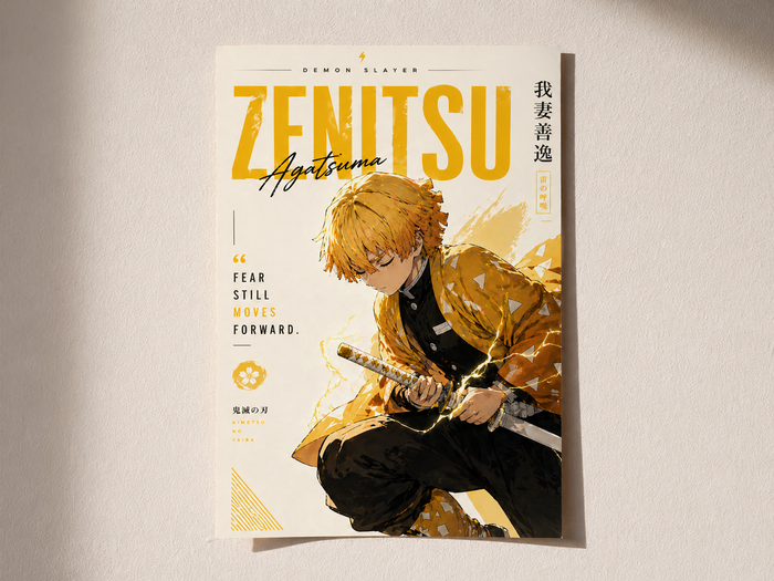 Zenitsu Agatsuma Fearless Thunder Premium Anime Poster