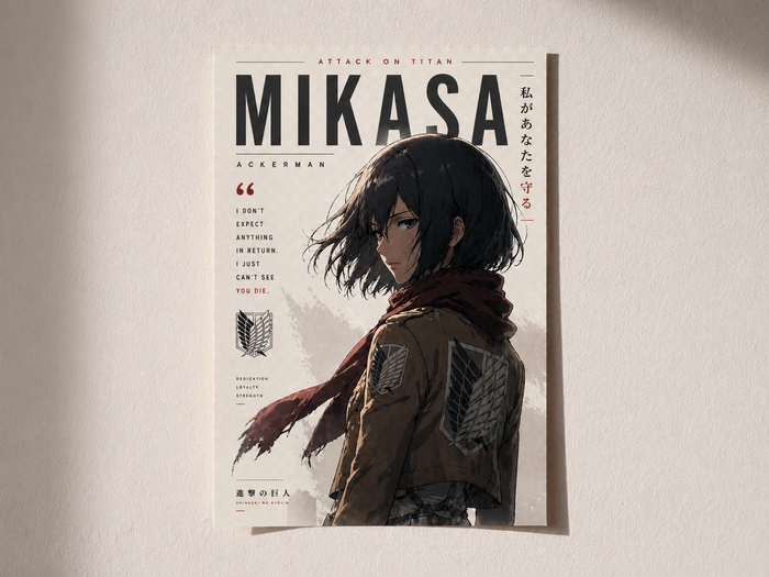 Mikasa Ackerman Silent Strength Premium Anime Poster