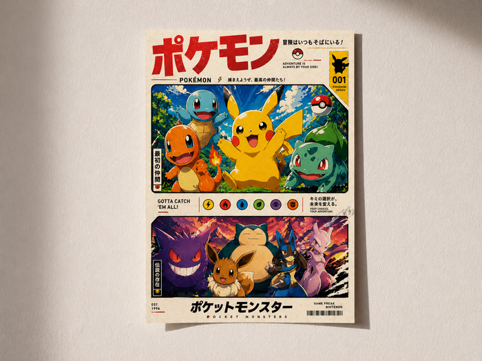 Retro Pokémon Poster – Premium Japanese Anime Poster