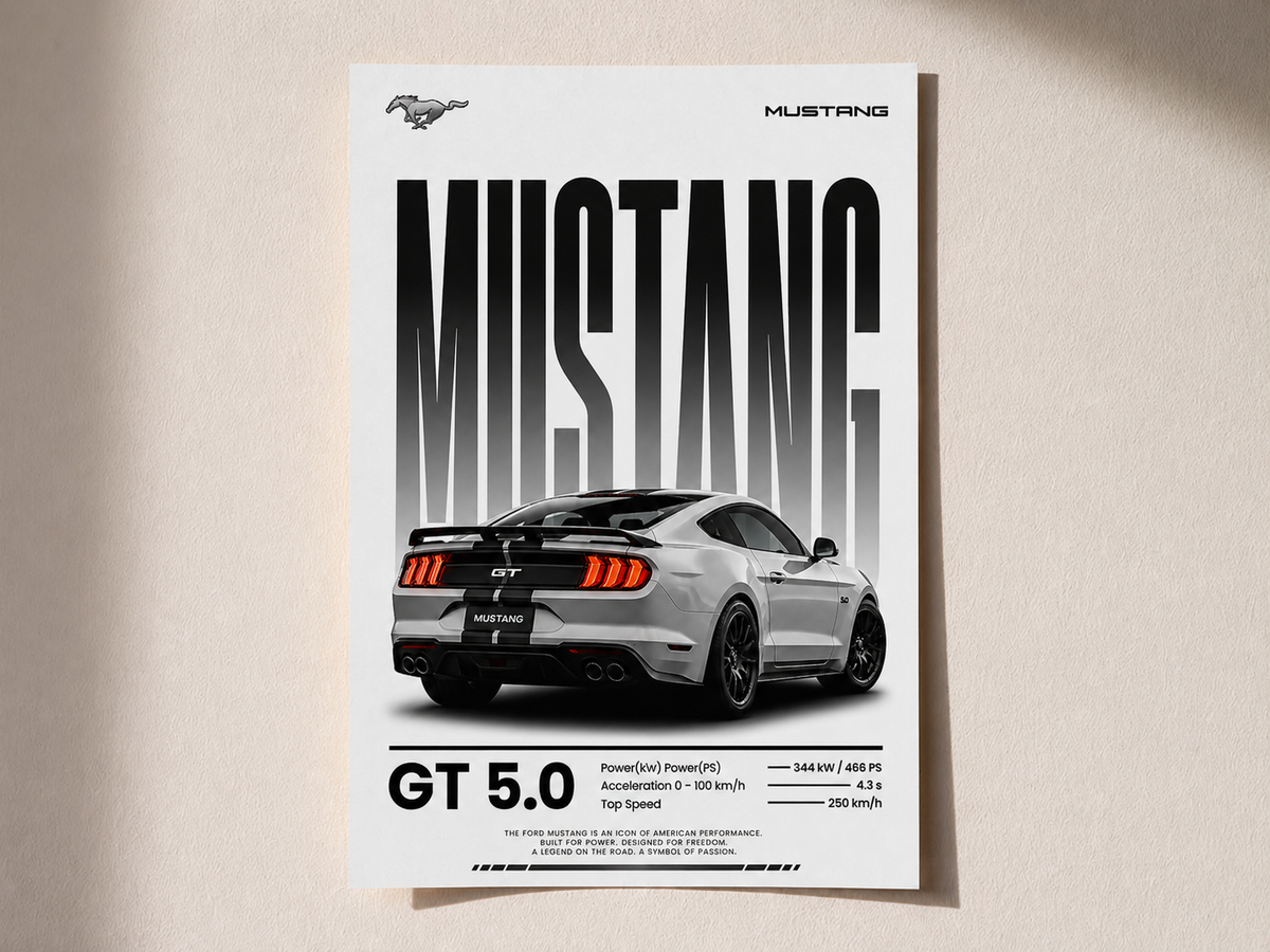 Ford Mustang GT 5.0 Poster | Premium Muscle Car Wall Art