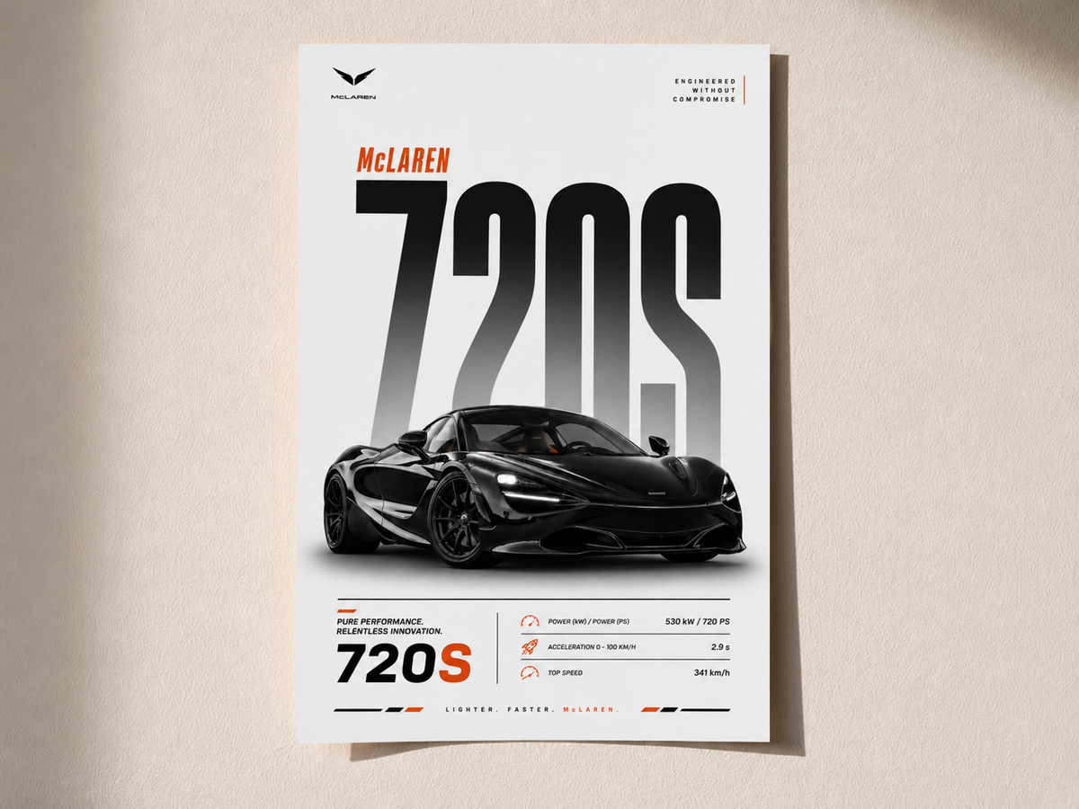 McLaren 720S Poster | Premium Supercar Wall Art