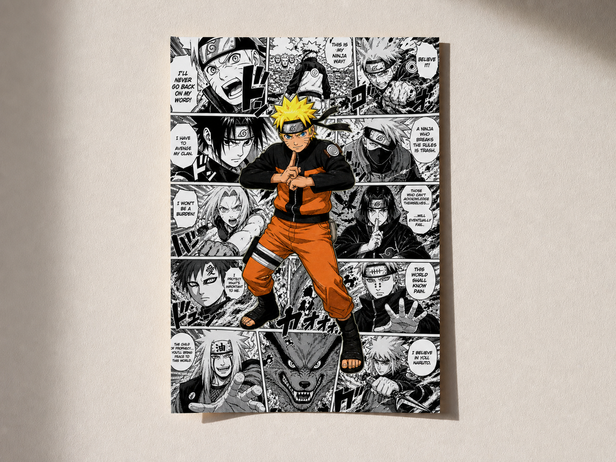 Naruto Uzumaki Manga Collage Poster – Naruto Anime Wall Art