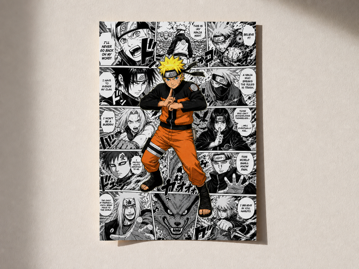 Naruto Uzumaki Manga Collage Poster – Naruto Anime Wall Art