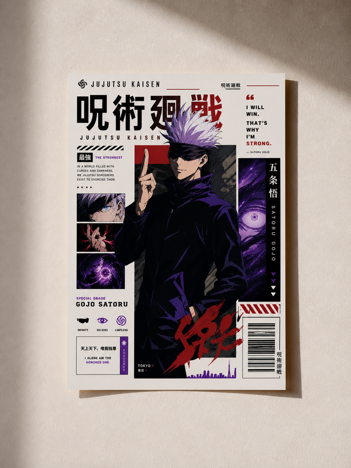 Gojo Satoru Poster | Jujutsu Kaisen Anime Wall Art