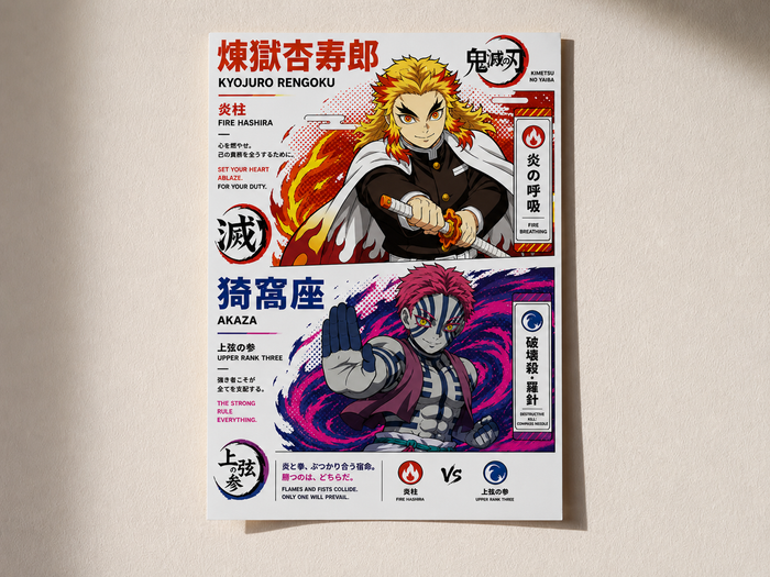 Rengoku vs Akaza Poster | Demon Slayer Anime Wall Art