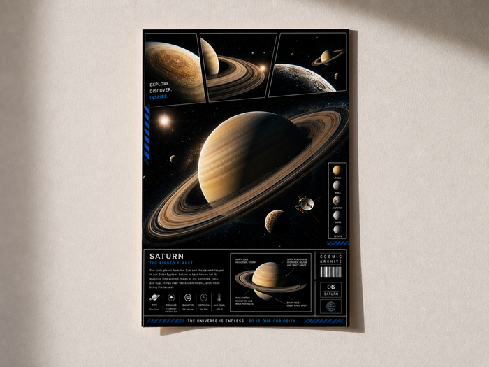 Saturn Planet Poster – Premium A4 Wall Art