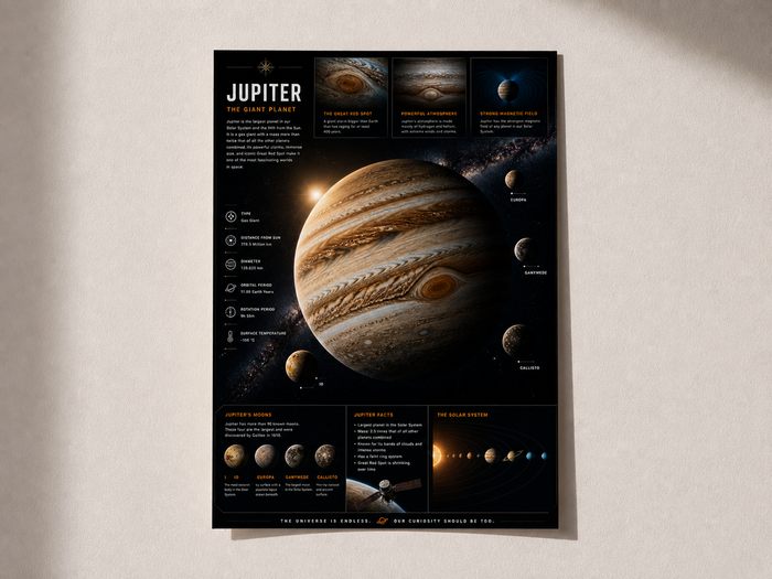 Jupiter Planet Poster – Premium A4 Space Wall Art