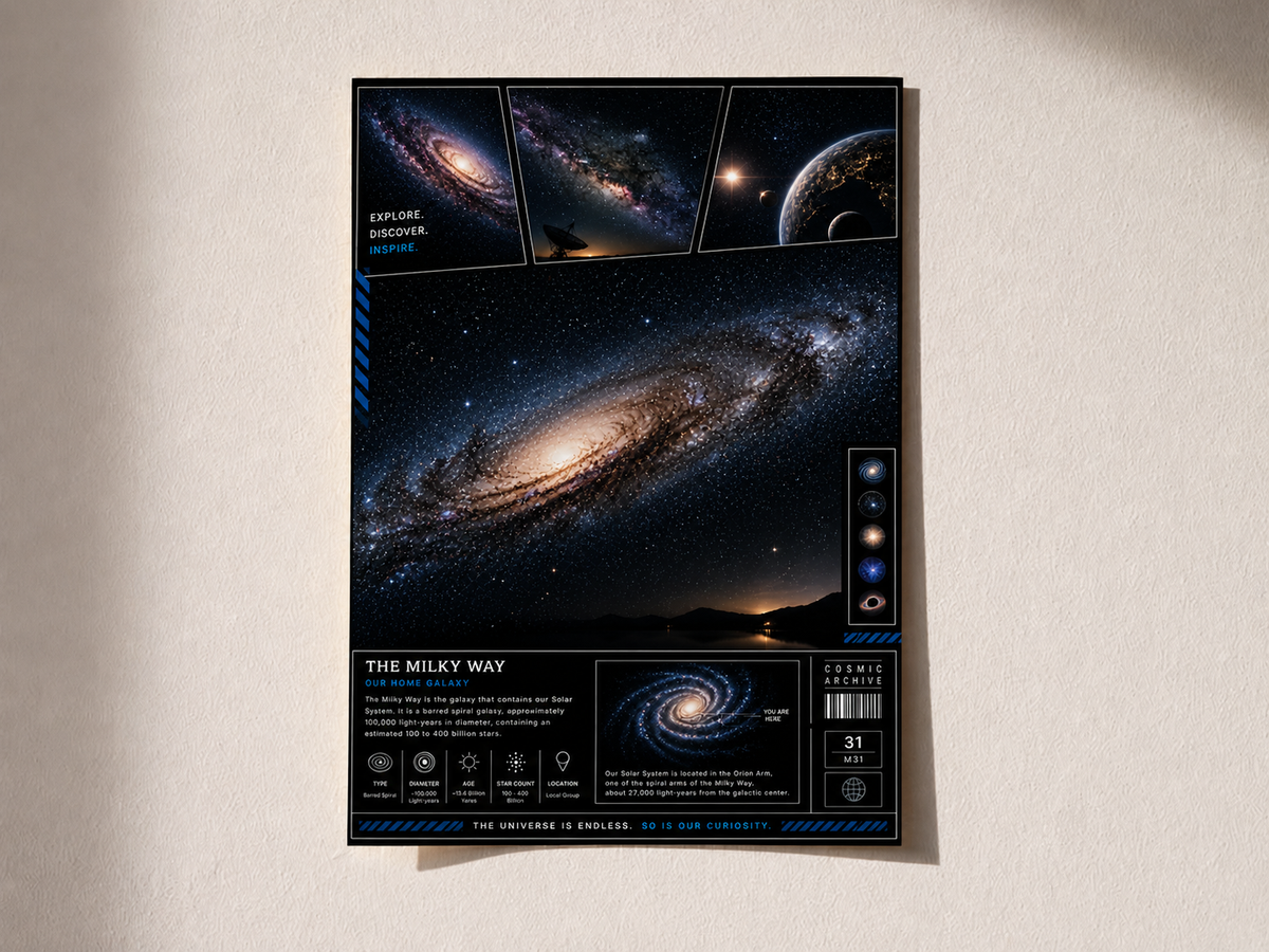 Milky Way Galaxy Poster – Premium A4 Space Wall Art