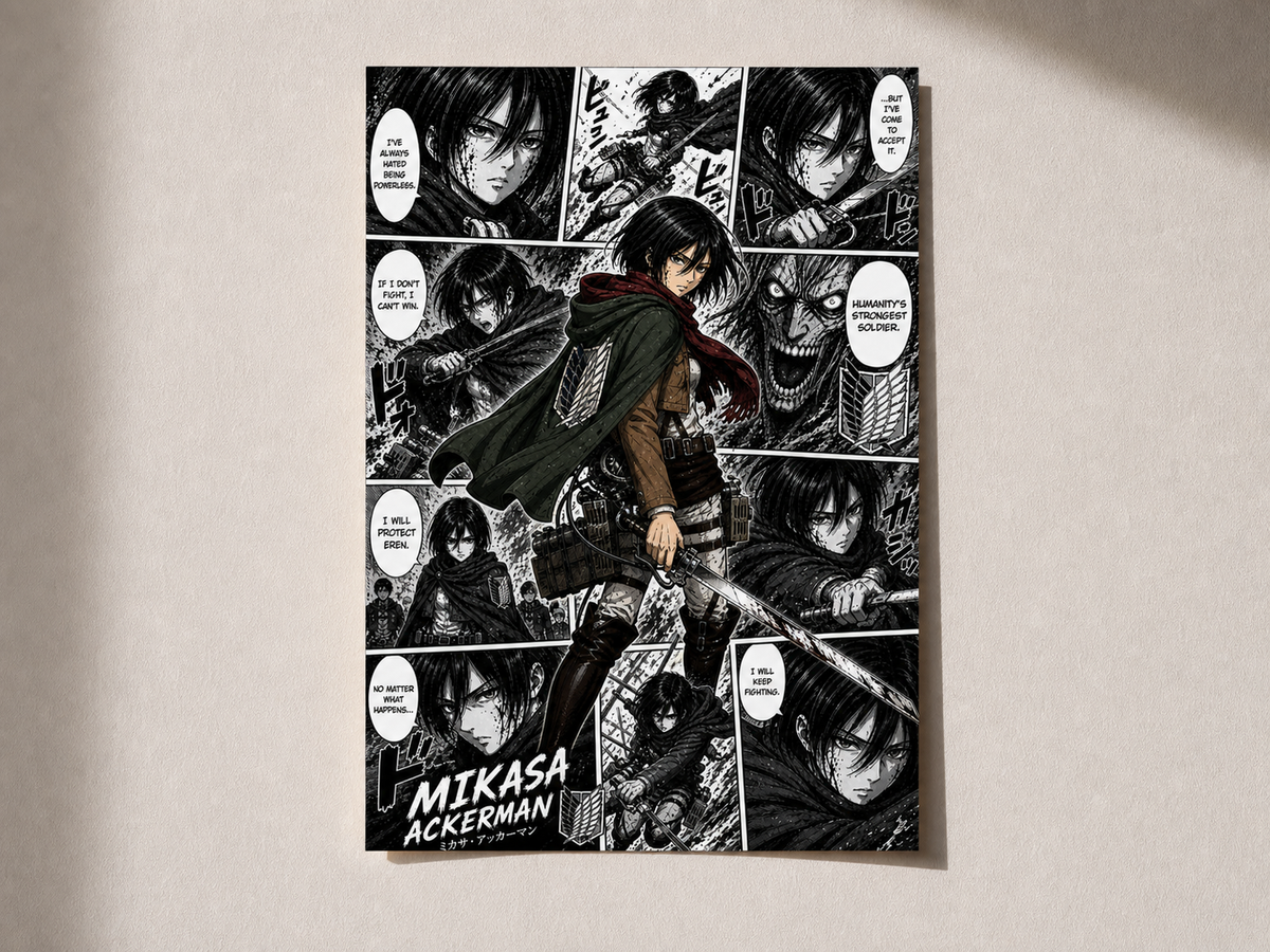Mikasa Ackerman Anime Poster | Ackerman Power | Aesthetic A4 Wall Poster