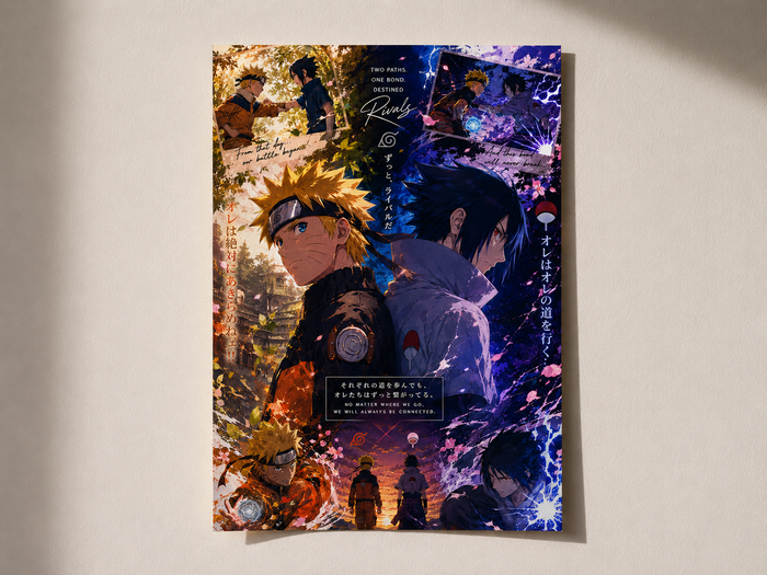 Naruto & Sasuke Rivals Poster – Premium Anime Wall Art