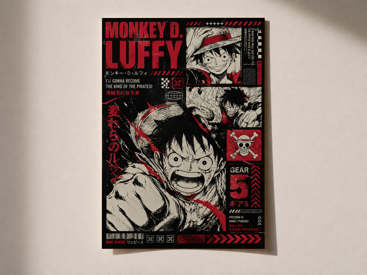 Monkey D. Luffy Gear 5 Poster – Premium One Piece Anime Wall Art